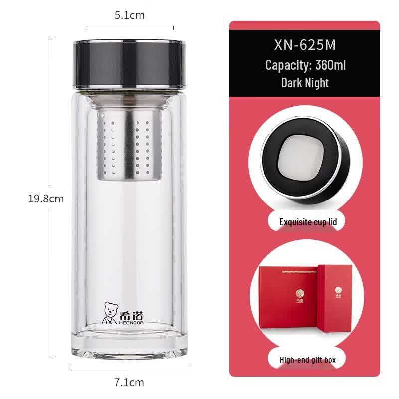 Heenoor XN-625M Double-layer Antibacterial Glass Cup