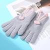 Gloves Women's Winter Knitting Cute Rabbit Cartoon Thickened Warm Wool Student Writing Riding Cold Moisture