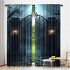 2Pcs Horror House Curtain Moon Halloween Historical Gate Gothic Candles Wall Lamp For Living Room Bedroom Dining Room