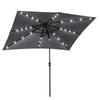 Garden Umbrella Straight 3 X 2 M Luminous Rectangular Tiltable With Solar LED Steel High Density Polyester Gray