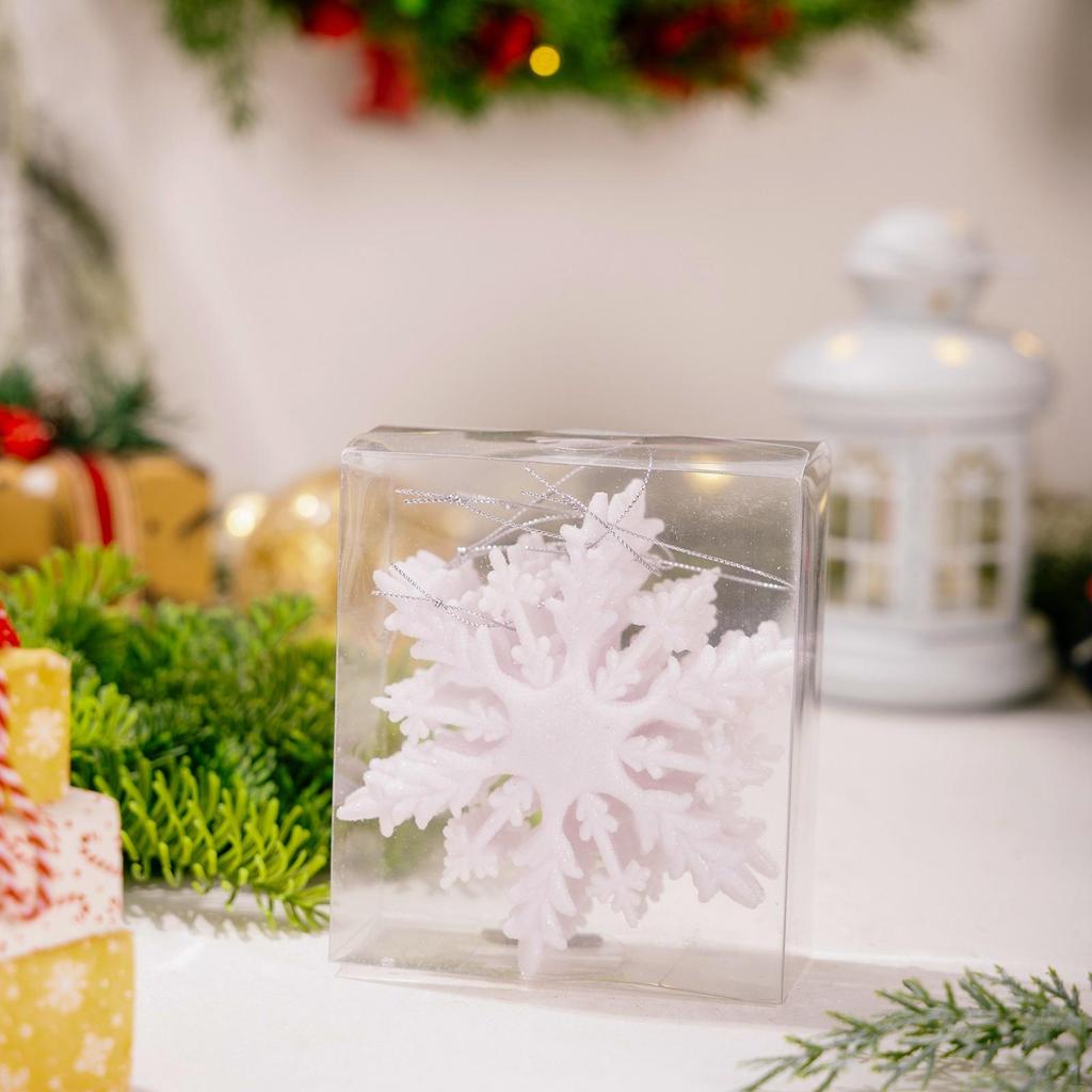 6 Pieces Christmas Glittering Snowflake Ornaments 12x10.5cm Multipurpose for DIY Craft Projects PP