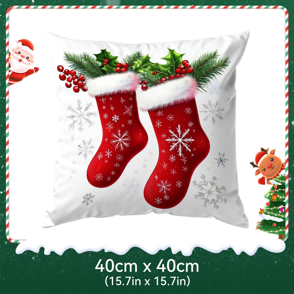 Christmas Socks Theme Pillowcase Bedroom Sofa Cushion Cover 100% Polyester Living Room Soft Cushion Pillowcase Home Decor