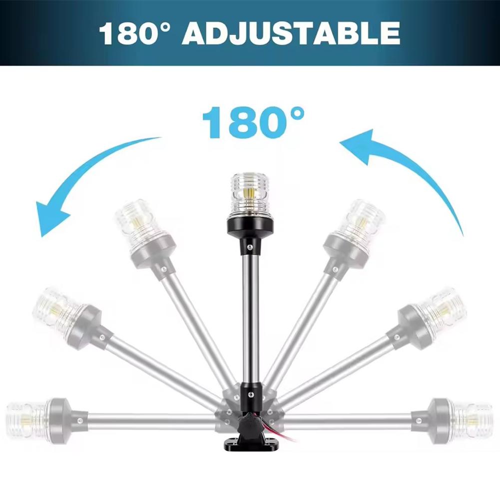 Anchor Light Boat Stern Light Waterproof 9 Inches, White Fold Down Marine Navigation Lights for Boats LED for Pontoon