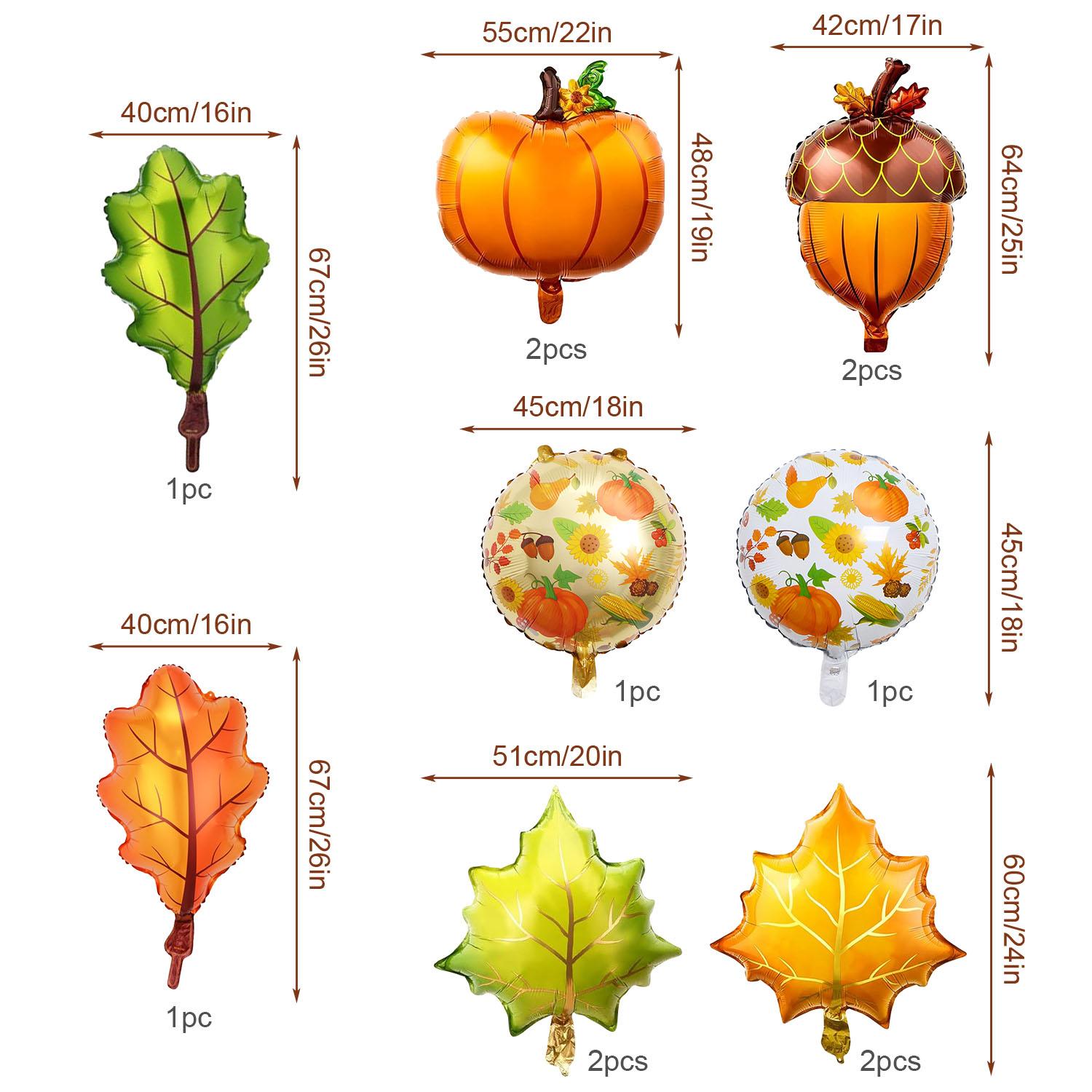 

12pcs Thanksgiving Foil Autumn Balloon Set Pumpkin Acorn Maple Leaf Party Decoration for Birthday Wedding Baby Shower Supplies Other&Other