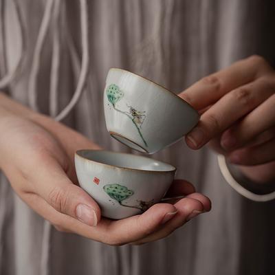Ru Kiln Ceramic Tea Cup Crack Can Be Restored Vintage Lotus Pod Kung Fu Tea Set
