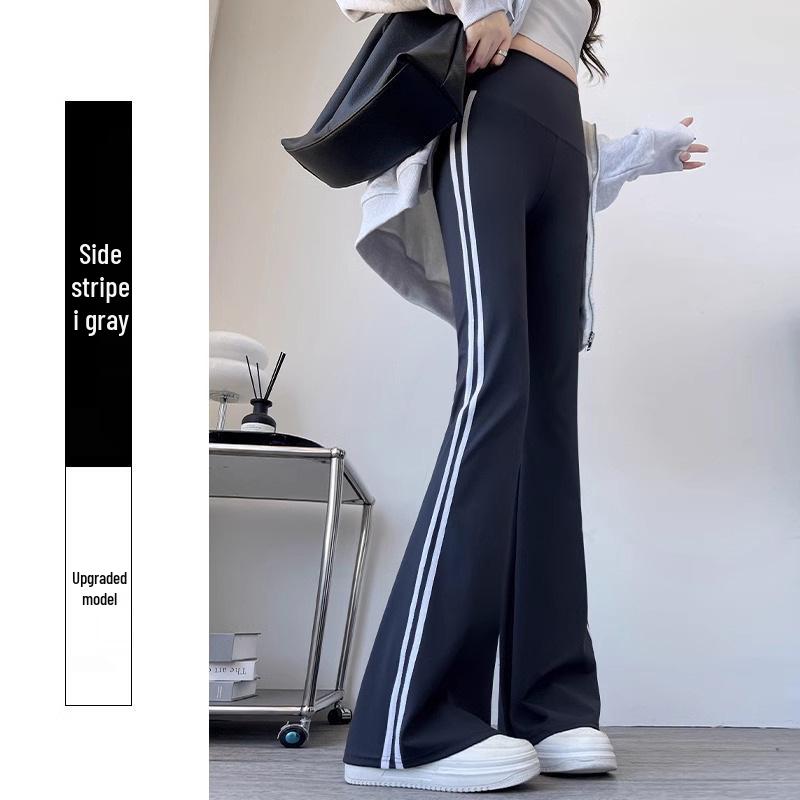 Women's High Waist Micro-Flare Pants - Autumn/Winter Velvet, Slimming, Plus Size, Casual Outer Wear