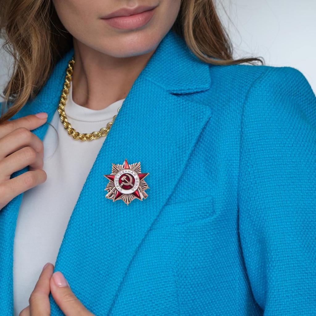 Vintage Soviet Order of The Patriotic War Medals Brooch Crafted In Zinc Alloy for Militaries Fan and Collectors