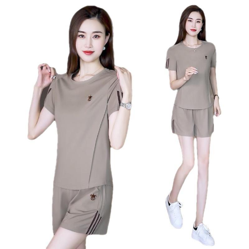 Fashion Casual Sports Suit for Women Summer Thin Fashion Short-sleeved Shorts Two-piece Set
