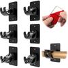 CIEMGNZOC 6-Pack Curtain Bracket Holders, Universal Self-Adhesive Wall Mounts, Fits 0.6'' to 1.5'' Rods, Black