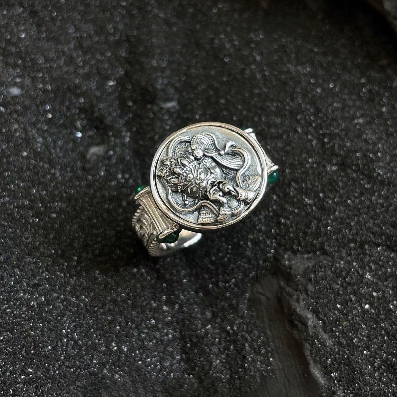 Ventfille   Silve Geometry Grass Ring For Women Girl Retro Ethnic Trend Wide Desigjewelry Gift Dropshipping