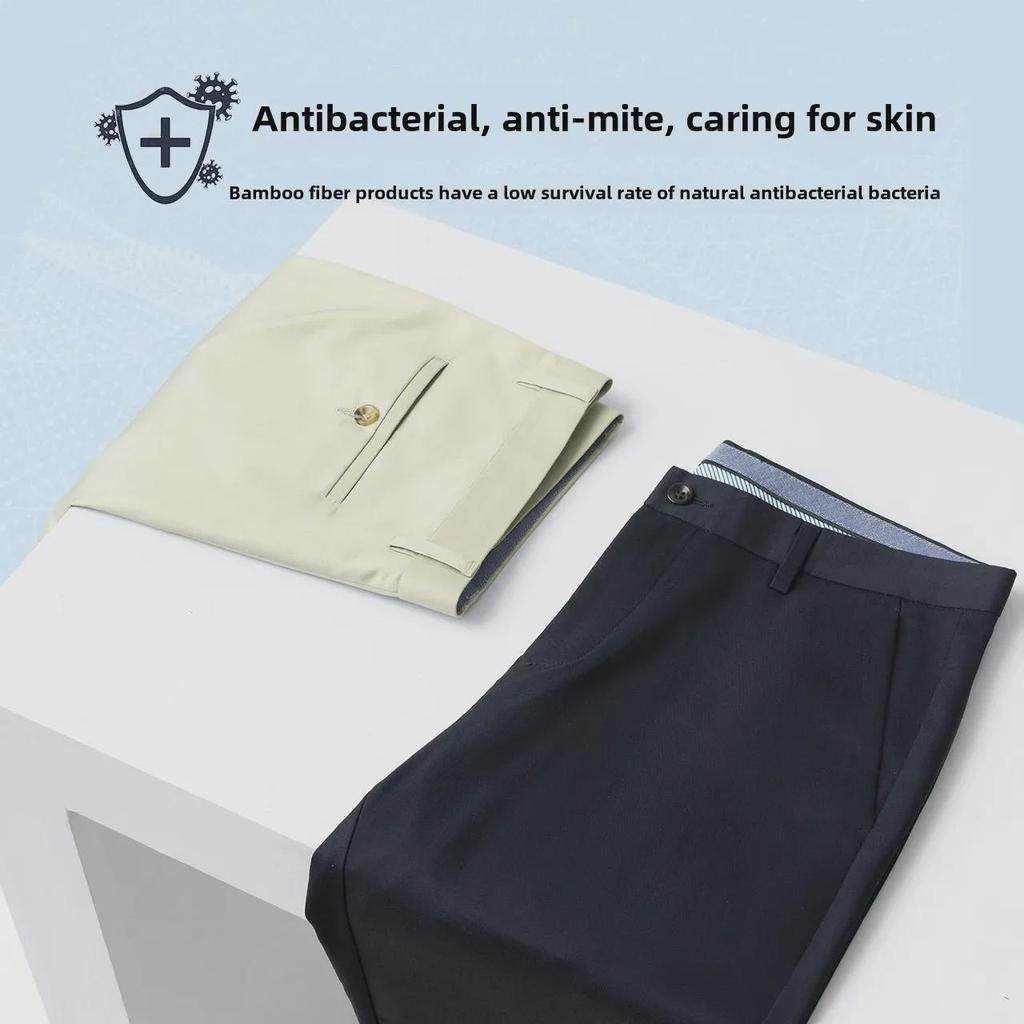 Bamboo Fiber Men's Straight Casual Pants - Summer Sweat-Absorbent, Ultra-Thin Long Pants