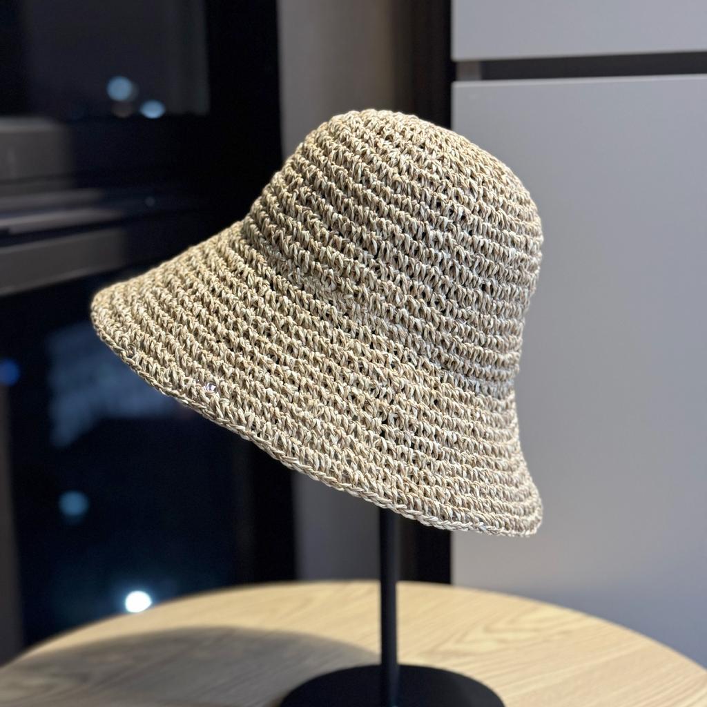 Korean-style spring-summer seaside vacation sunshade versatile fisherman hat for women, vintage mixed-color, foldable, breathable, sun-protective