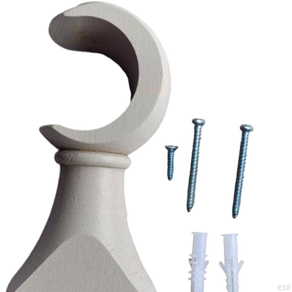 2 Pieces Curtain Rod Hooks Drapery Hanger Wall Mounted Fixing Bracket for Bedroom