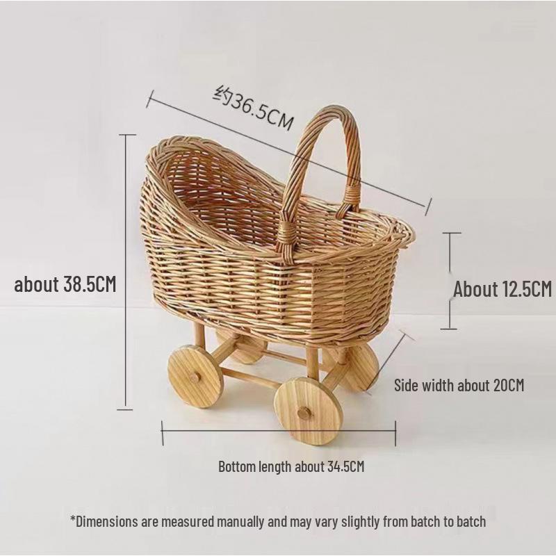 Pastoral-Style Handwoven Rattan Flower Basket - Small Decorative Green Plant Basket