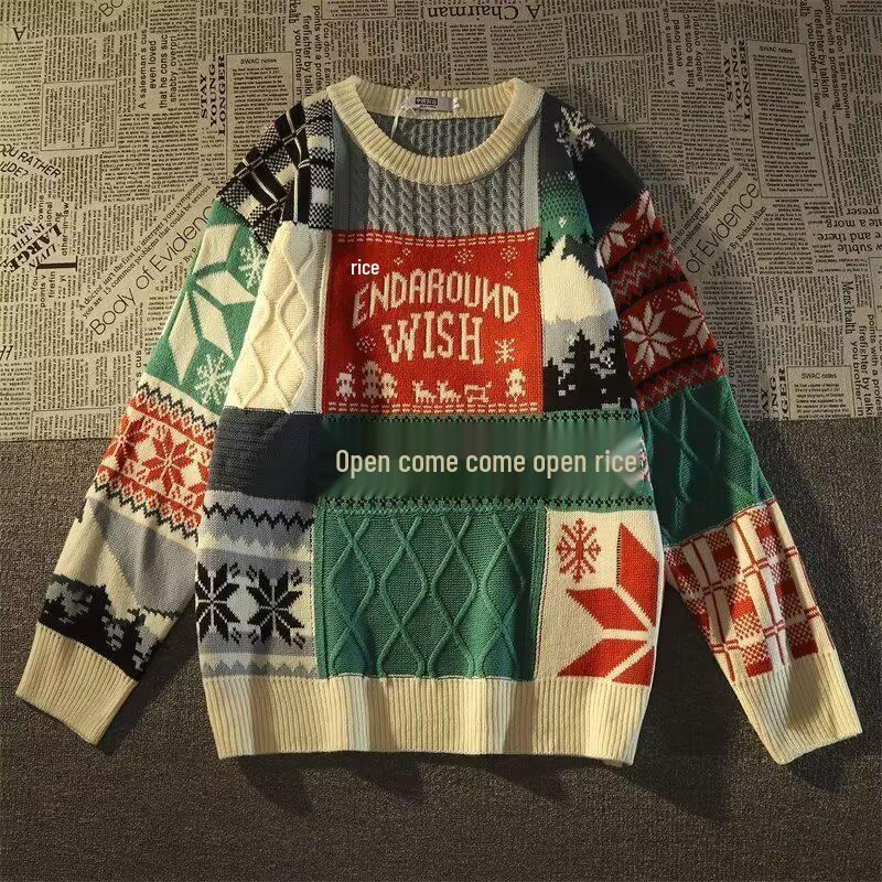 

Men s Christmas Retro Cable Knit Sweater - Thick, Loose, Cozy Winter Wear for Couples 2XL червоний