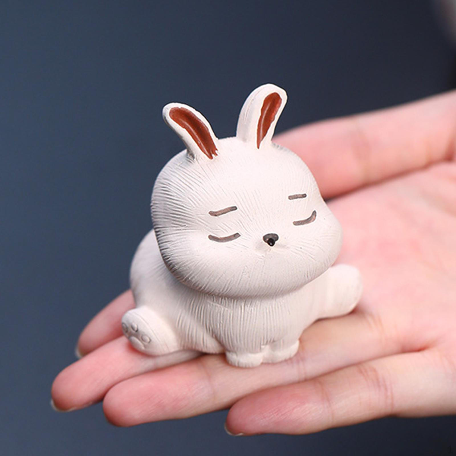 Figurine Tea Pet Sculpture Small Bunny Statue Mini Ornament