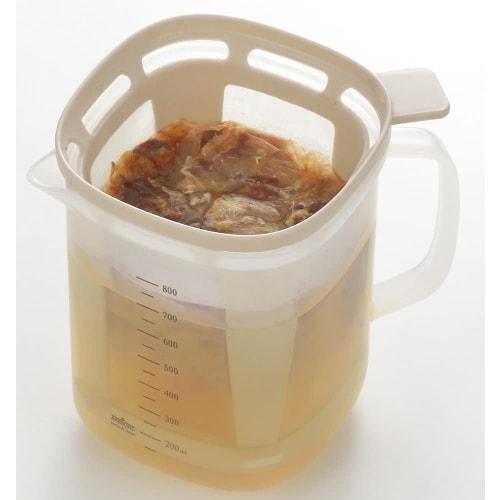 Yoshikawa Easy Microwave Dashi Stock Pot, 1000ml, with Lid, Strainer, and Graduations, Made In Japan, 1106146