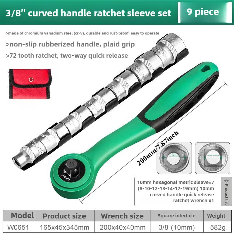 Torque Socket Ratchet Wrench Set 1/4 3/8 1/2 Inch Drive Quick-Release 72 Tooth Automotive Repair Manual Key Tool Kit