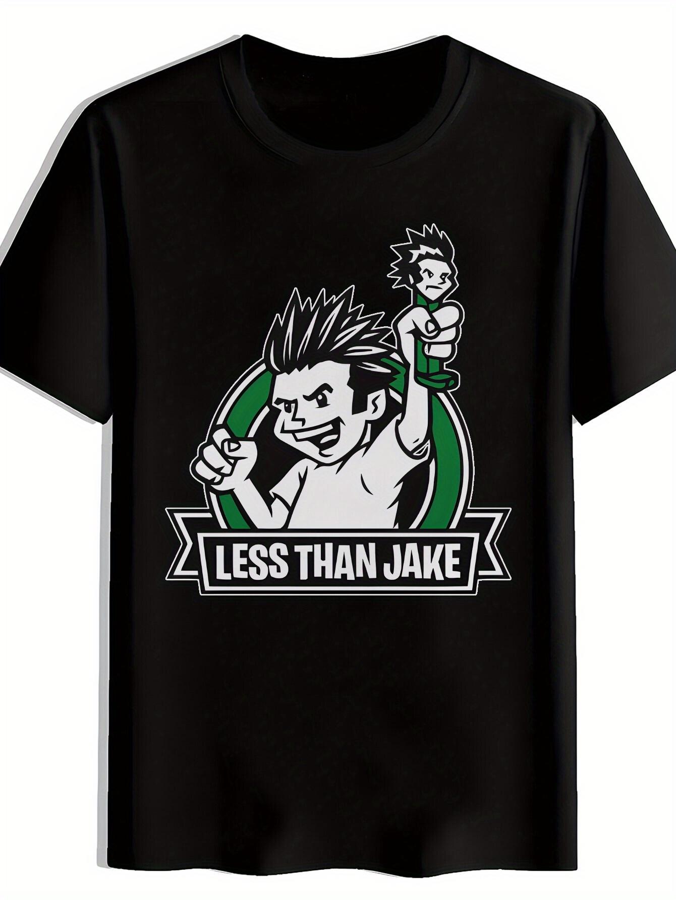 T-shirt Black Graphic with Cartoon Character & Less Than Jake Print - 100% Polyester M