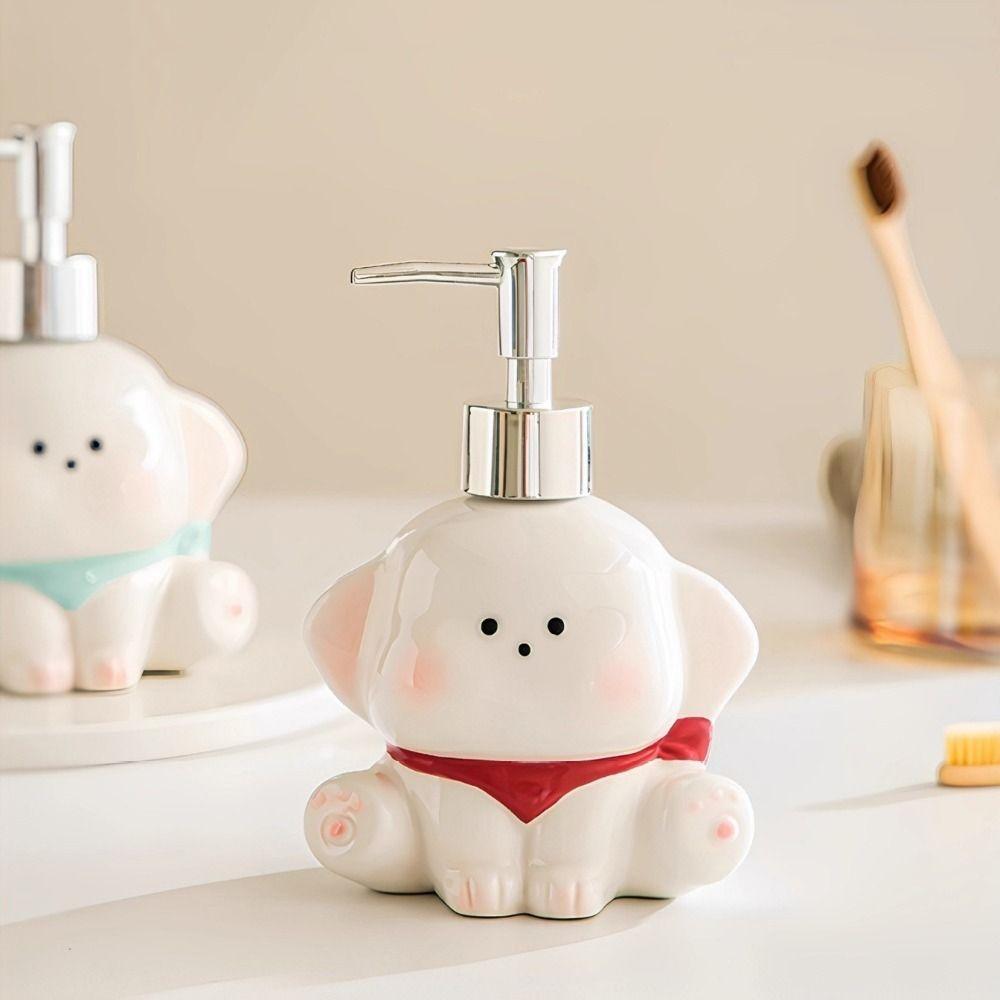Dog Shape Liquid Soap Dispenser Ceramic Shampoo Bottle Dog Shape Lotion Bottle  Bathroom