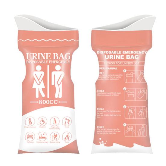 Car Emergency Urinal Bag Disposable Portable Urine Catcher for Men Women 800ml Capacity Leak-Proof Travel Urinal for Long Drives Road Trips