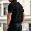 Men Mesh Ice Silk Short Sleeve Polo Shirt with Shirt Collar Button Closure and Embroidered for Summer Casual Wear