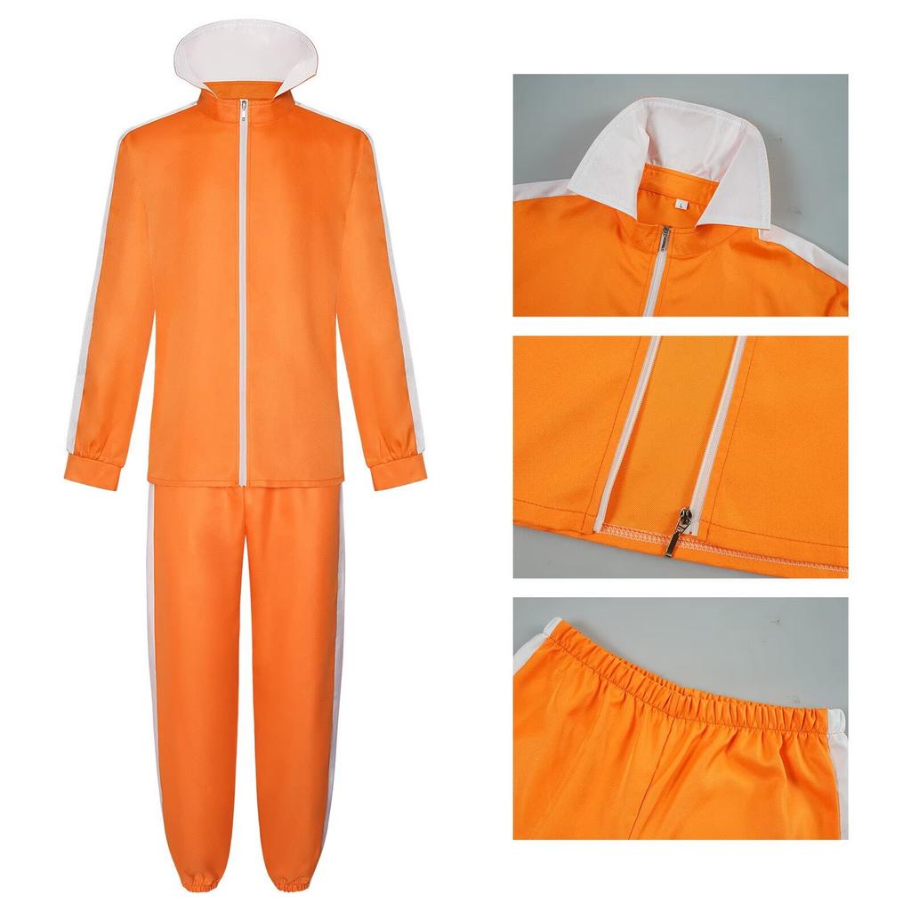 Cartoon And Anime Cosplay Costume Set Jacket And Pants Orange Outfit Carnival And Halloween Costume Stage Performance Clothes