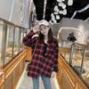 2026 Spring/Autumn Women's Korean Plaid Shirt - Loose, Retro Hong Kong Style, Trendy Long Sleeve Top