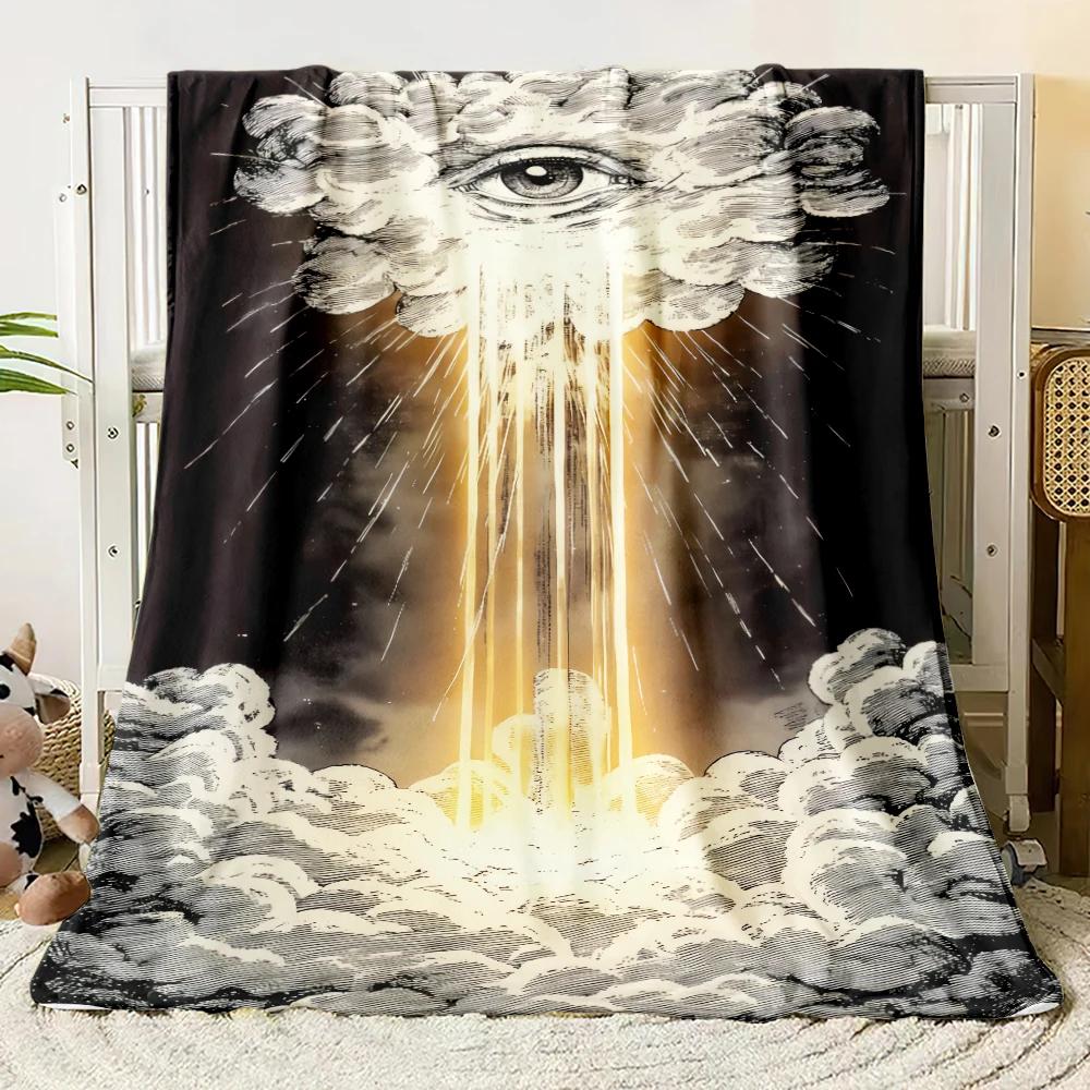The Eye of The Demon Flannel Thin Blanket Soft Warm Blanket for Bedroom Living Room Bed Travel Camping Picnic Gift Customizable