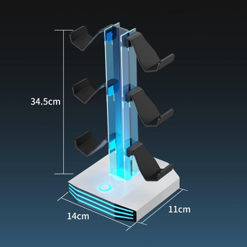 Universal Gaming Holder For Multiple Controllers And Sound Equipment Including Power Hubs