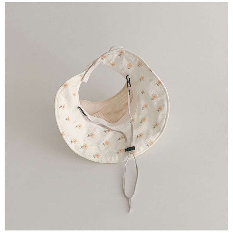 Baby Girl Floral Visor Sun Hat Large Brim Breathable Summer UV Protection Cap For Toddlers Kids Outdoor Beach Shade