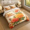 Floral Garden Theme Personalized 3Pcs Bedding Set Custom Text & Name 1 Sheet 2 Pillowcases Household Bedding 1pc