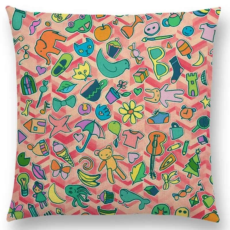 

Новый Милый Рождественский Подарок Фрукты Тыква Мороженое Интересное Искусство Красочный Декоративный Узор Наволочка Подушка для Дивана 30x30cm бежевый