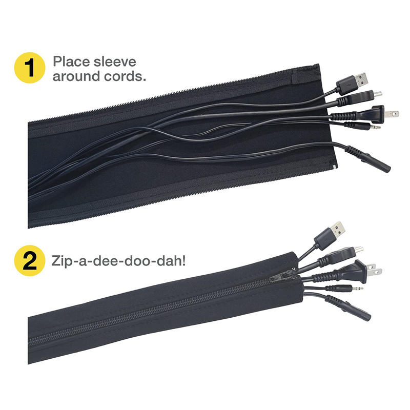 1/2/4 PCS Flexible Cable Management Sleeve Cord Organizer with Zipper Universal Cable Sleeve Wrap Cover Home Office Desktop