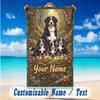 Hunde-Thema Strandtuch Personalisiert mit individuellem Namen & Text Weich Schnelltrocknend Strandtuch für Schwimmen Reisen