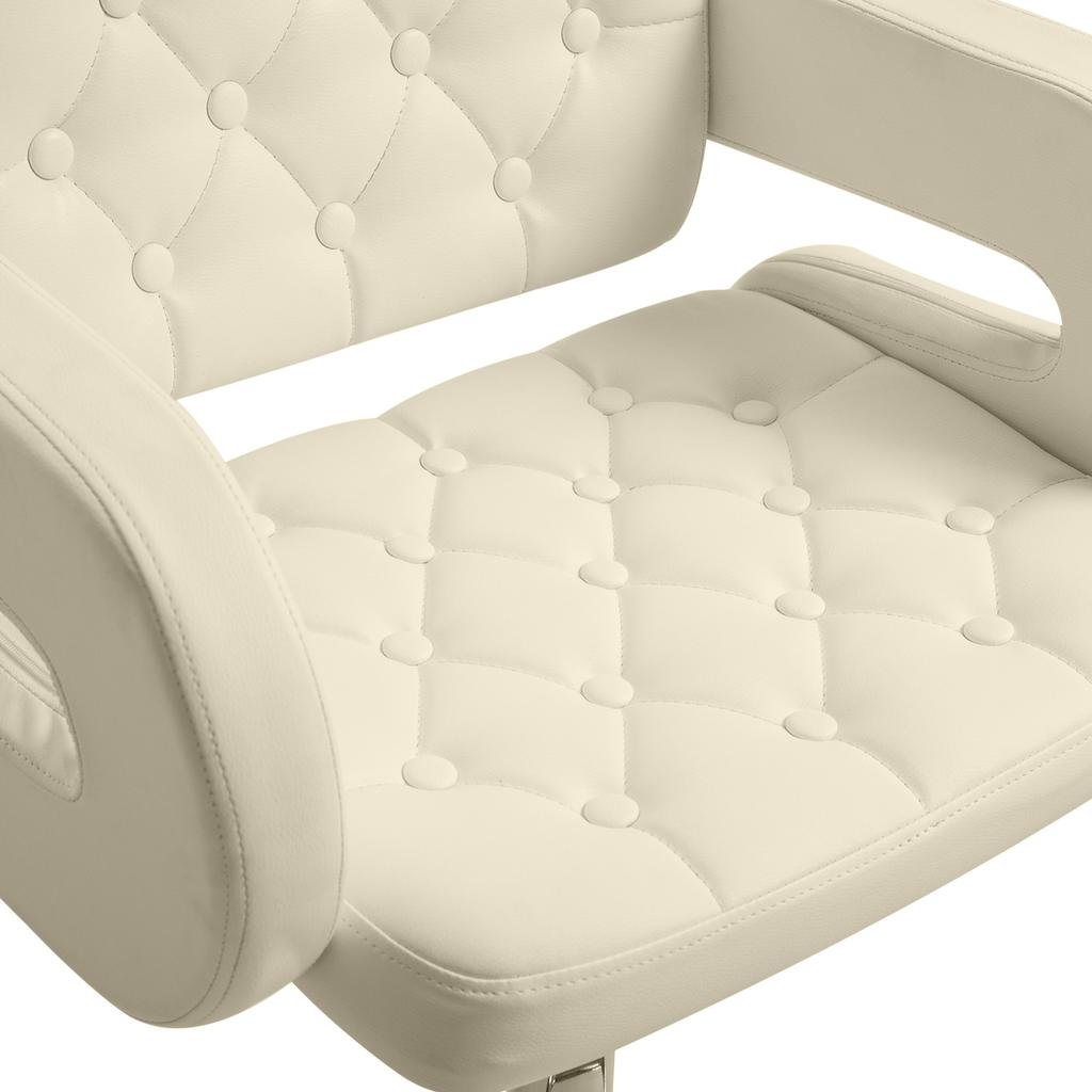 Sgabello da Bar Girevole in Metallo con Schienale in PU Braccioli Base Cromata Sgabello da Pub Sgabello da Cucina Regolabile in Altezza con Sollevamento a Gas Stile Moderno (beige)