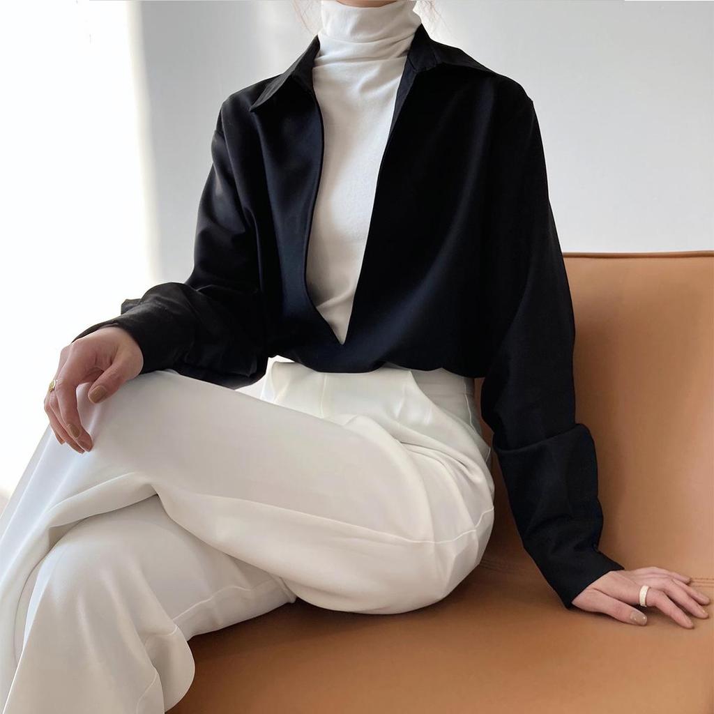 LUXI 2025 Autumn Women’s Long Sleeve V-Neck Fashion Top