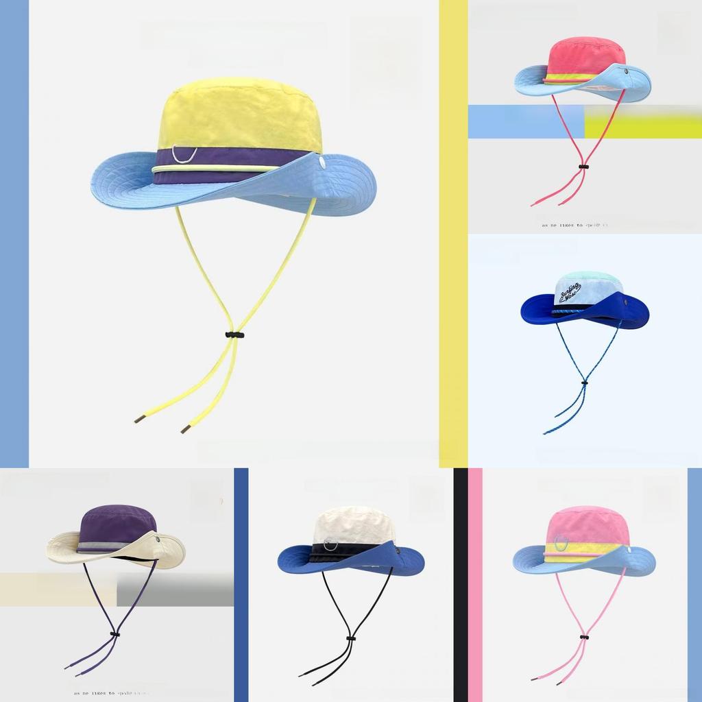 Style Vintage Patchwork Fisherman Hat With Sun Protection For Outdoor Activities