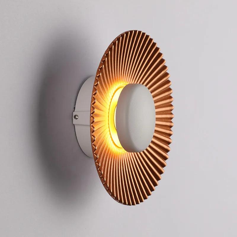Creative Modern LED Wall Lamp Sconces Disc-shaped Metal Hotel Restaurant Bedroom Corridor Decoration Wall Light Indoor Lighting