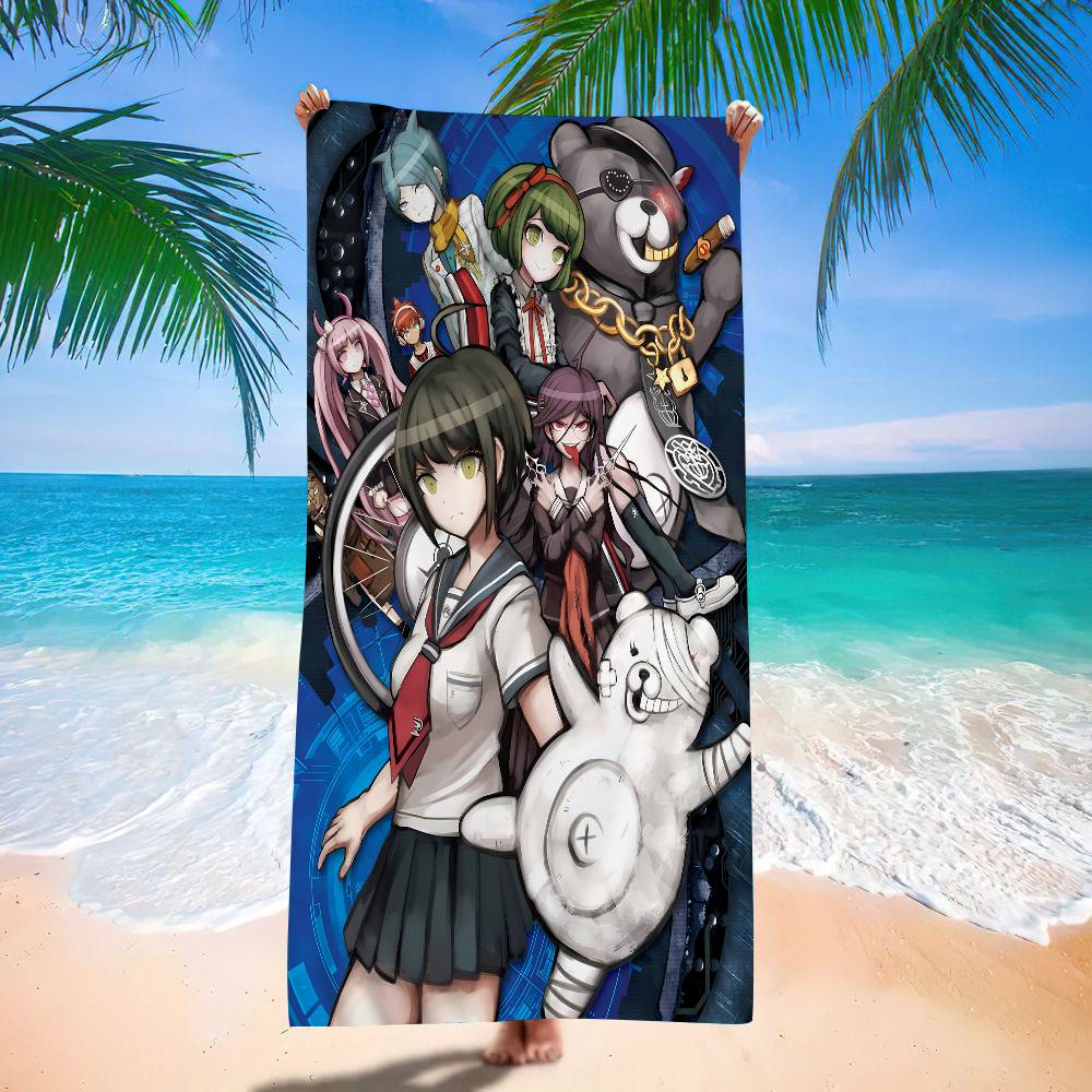 Anime Game D-DanganRonpaS Bath Towel Microfiber Soft Water Absorbing Breathable For Girl Kids Decorative Cartoon Beach Towel