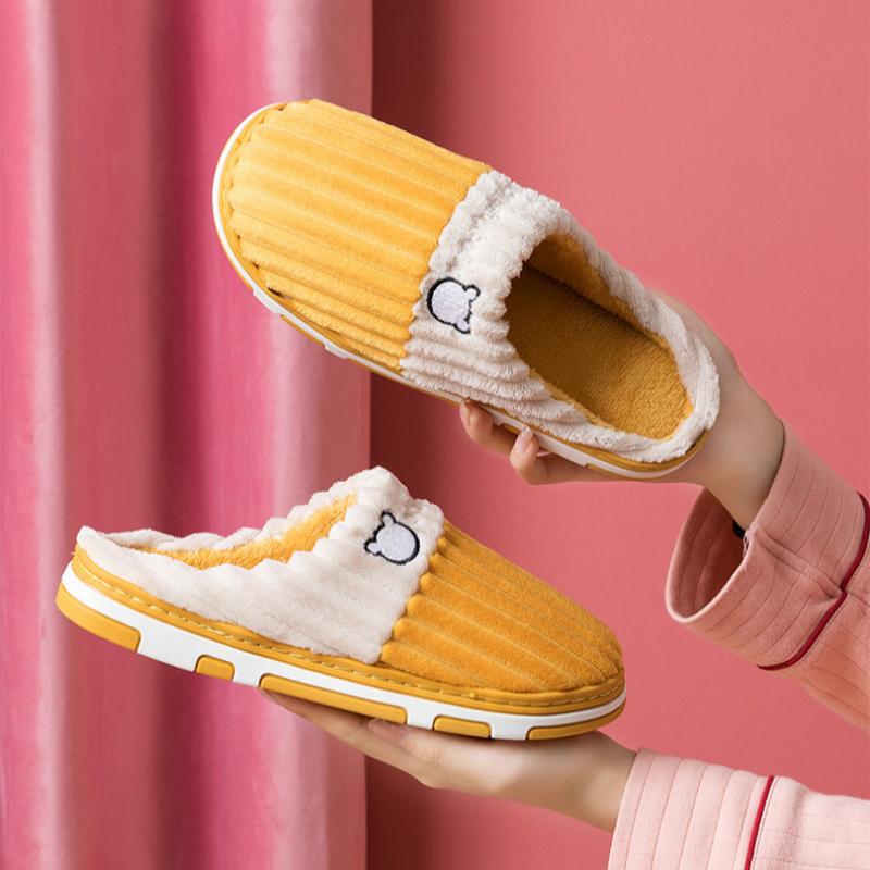 Cotton slippers home warmth non-slip plush home cotton slippers
