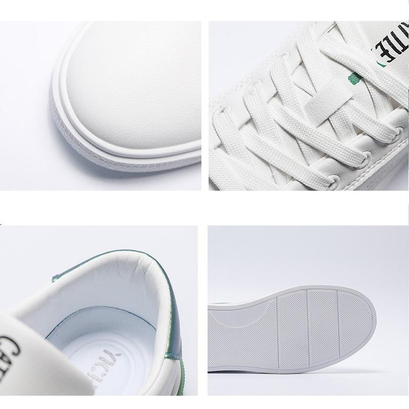 Fashion New Green White Faux Leather Shoes Men's Waterproof Sneakers Run Sports Gym Shoes Man Casual Trainers Boys Tenis Male Sneakers