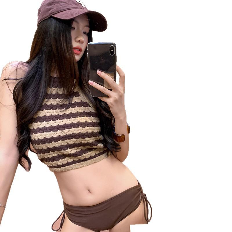 2026 Women's Striped Knit Bikini: Sexy Push-up Two-piece Swimwear