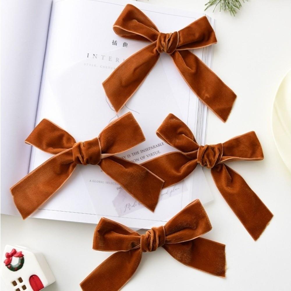 18pcs Set Velvet Xmas Tree Ribbon Merry Christmas 1/1.5/2.5/3.8cm Hanging Pendant Red Green Brown Christmas Tree Bow Party Decor
