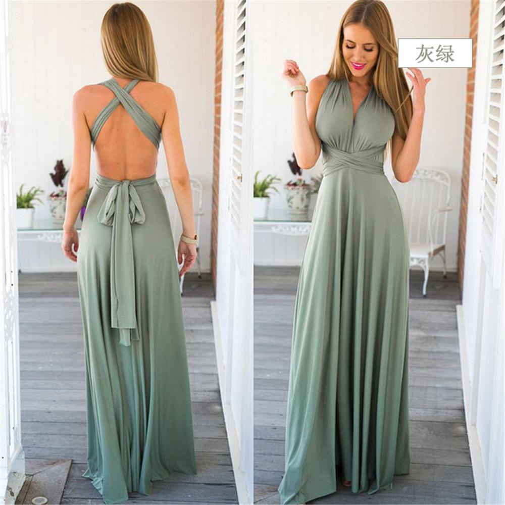 Sexy rückenfreies Modefrauen-langes Kleid ärmelloses lässiges Party-Abendkleid