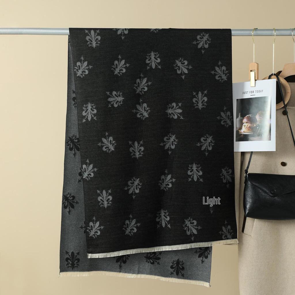 Double-Sided Women's Winter Ink Painting Snood: Imitation Cashmere Scarf for Air-Conditioned Rooms.