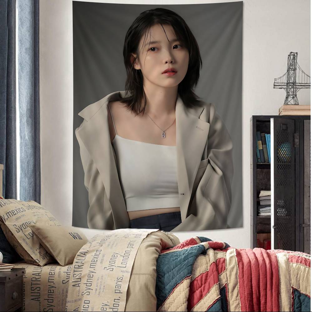 Classic Famous Kpop Singer IU Hanging Bohemian Tapestry Japanese Wall Tapestry Anime Kawaii Room Decor