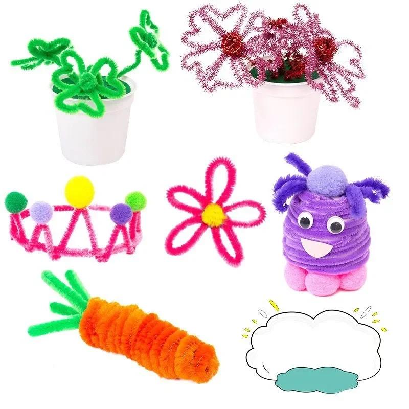 DIY Plüsch Chenille Stäbe Stiel Pfeifenreiniger Plüsch Lametta Stiele Drahtstiele Kinder Lernspielzeug DIY Bastelbedarf Großhandel