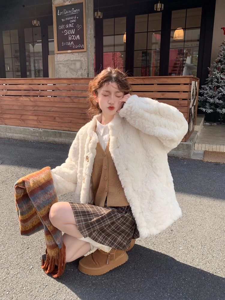 Coat women's winter new environmentally friendly lamb wool fur fluffy warm top cotton clothes