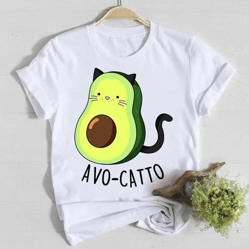 Short Sleeve Casual Tee Top Avocado Lovely Style Shirt Lady Clothes Fashion Tshirt Summer Female T Women Graphic T-shirts